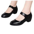 thumbnail image 3 of Women Comfortable Single Shoes Square Heel Pure Color Shoes Round Toe Work Shoes, 3 of 9