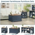 thumbnail image 6 of 31.5" Blue Coffee Table with Large Hidden Storage, Square Lift Living Room Coffee Tables, Multi-Function Lift Wooden Barn Door Center Table, 6 of 7