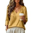 thumbnail image 3 of Bixock 3/4 Length Sleeve Tops for Women V Neck Blouses Sequin Loose Ligh Weight Going Out Tops Dressy Evening Shirt Glitter Party Outfits Women Clothings Size L, 3 of 6