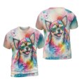 thumbnail image 3 of Hippie Chihuahua Portrait Watercolor Tie-Dye Vintage Styles All Over Print 3D Shirt Unisex Merch Dog Lover Gifts Idea - 00014, 3 of 6