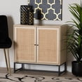thumbnail image 2 of Baxton Studio Caterina Mid-Century Modern Transitional Natural Brown Finished Wood and Natural Rattan 2-Door Storage Cabinet, 2 of 8