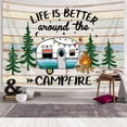thumbnail image 3 of RV Tapestry Wall Hanging, Happy Camping Tapestries Camper Tapestry, Rustic Farmhouse Wall Tapestry Camping Wall Art Decor, RV Car Themed Decor Wall Hanging Rainbow Vintage Wooden Wall Artwork (60X40), 3 of 3