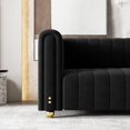 thumbnail image 6 of Modern Velvet Sofa for Living Room, 82" Comfy Upholstered Sofa 3 Seater Sofa Couch with Gold Metal Legs, Luxury Sectional Sofa for Living Room, Bedroom, Office, Apartment Black, 6 of 7