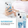 thumbnail image 6 of iPhone 13 Case for Women Girls Liquid Glitter Case,[ with Two Screen Protects ] Cute Sparkly Clear Shiny Bling Sparkle Slim Thin Protective Phone Cases for iPhone 13 Case Clear, Blue, 6 of 12