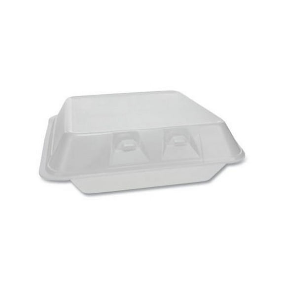 SmartLock Foam Hinged Containers Large, 3-Compartment, 9 x 9.25 x 3.25, White, 150/Carton