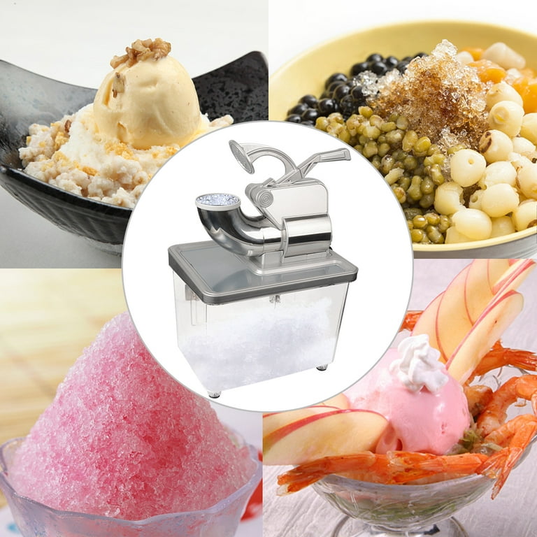 VEVORbrand 110V Commercial Ice Crusher 440LBS/H, ETL Approved 300W Electric  Snow Cone Machine with Dual Blades, Stainless Steel Shaved Ice Machine