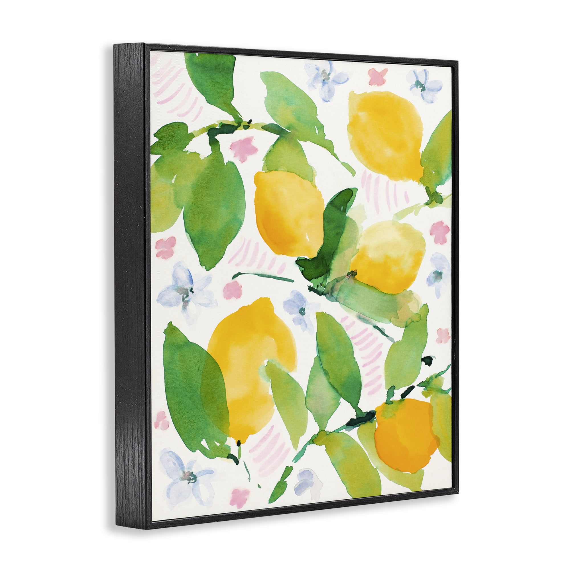 Stupell Industries Garden Lemons with Pastel Florals Black Framed Giclee Art, design by Lanie Loreth