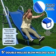 Sportspower Swing and Play Galvanized Metal Swing Set with 2 Swings, Standing Swing, Roman Glider, 38in Saucer Swing, 5ft Slide , Bonus Anchor Kit Included