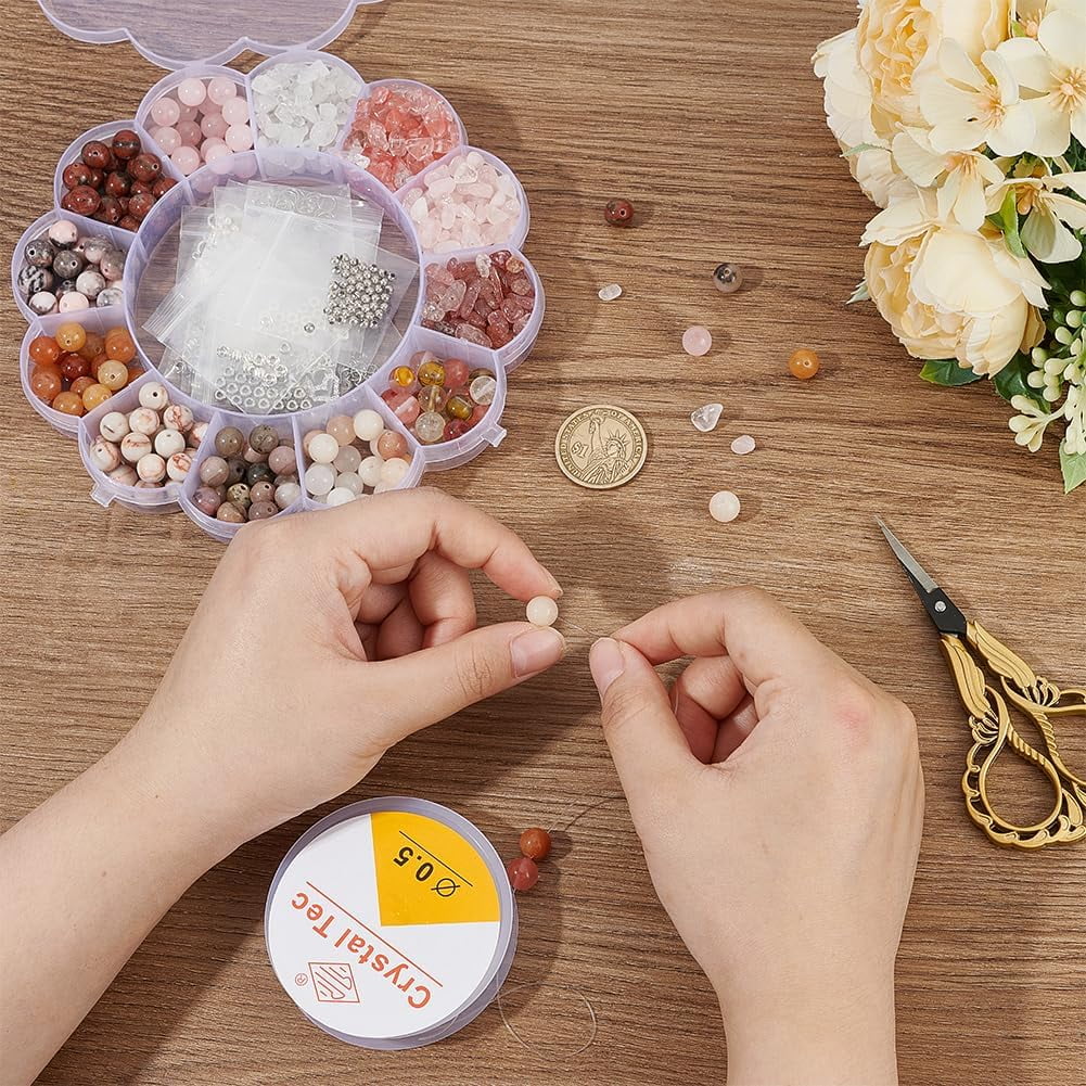 Beads Jewelry Making Kit Natural Stone Bracelet Making Kit Women Handicraft Necklace Pendant Charms Making All Materials Set DIY Handmade Gemstone Jewelry Finding Supplies Colorful