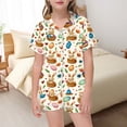 thumbnail image 2 of XAOFW Girl's Outfit Sets Easter Short Sleeve Lapel Cute Bunny Print T Shirts And Shorts Kids 2 Piece Outfits Party Night Stylish Comfortable Toddler Clothing Sets, 2 of 4