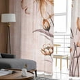 thumbnail image 4 of ERUNPONLY Light Orange Spring Floral Sheer Curtains 96 Inch Length 2 Panels Set, Ombre Modern Art Vintage Voile Window Treatment Sheer Long Curtains Drapes for Bedroom/Living Room/Kitchen 52"x96"x2, 4 of 7
