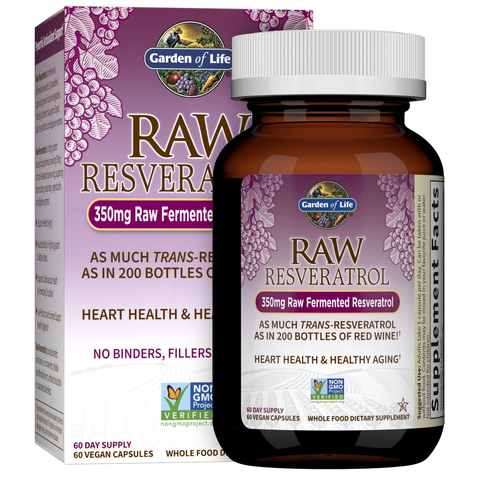 Garden of Life Raw Resveratrol; Potente fórmula con 350 mg de