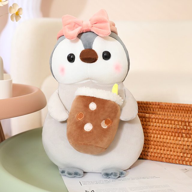 Kawaii Penguin Cosplay Sun Flower Dinosaur Whale Doll Plush Toy Stuffed Soft Creative Animal Bread Penguin Pillow Toys for Kidspink bow25cm Deng Xun unisex
