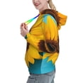 thumbnail image 2 of Honeii Golden Sunflower in Blue Pattern Womens Oversized Hoodies Long Sleeve Sweatshirts Pullover Fall Outfits with Pocket-X-Large, 2 of 7