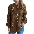 thumbnail image 2 of Suéter de cuello redondo para mujer, moda otoño invierno, tejido, suelto, manga larga, blusa, suéter de cuello redondo, suéter para mujer, 2 of 7