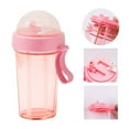 thumbnail image 4 of 600ml Dual Compartment Water Bottle, Transparent Matte Travel Cup with Straw, Leak-Proof Portable Sports Drink Container, BPA-Free Plastic for Outdoor Gym Hiking, Two Flavor Separator, 4 of 4