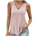 thumbnail image 2 of ITSAME Tank Tops for Womens, Sleeveless Solid Color Criss Cross V-Neck Summer Basic Loose Blouse Pink M, 2 of 7