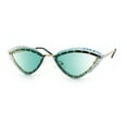 thumbnail image 4 of Womens Bling Rhinestone Rimless Cat Eye Metal Rim Luxury Sunglasses Gold - Green, 4 of 8