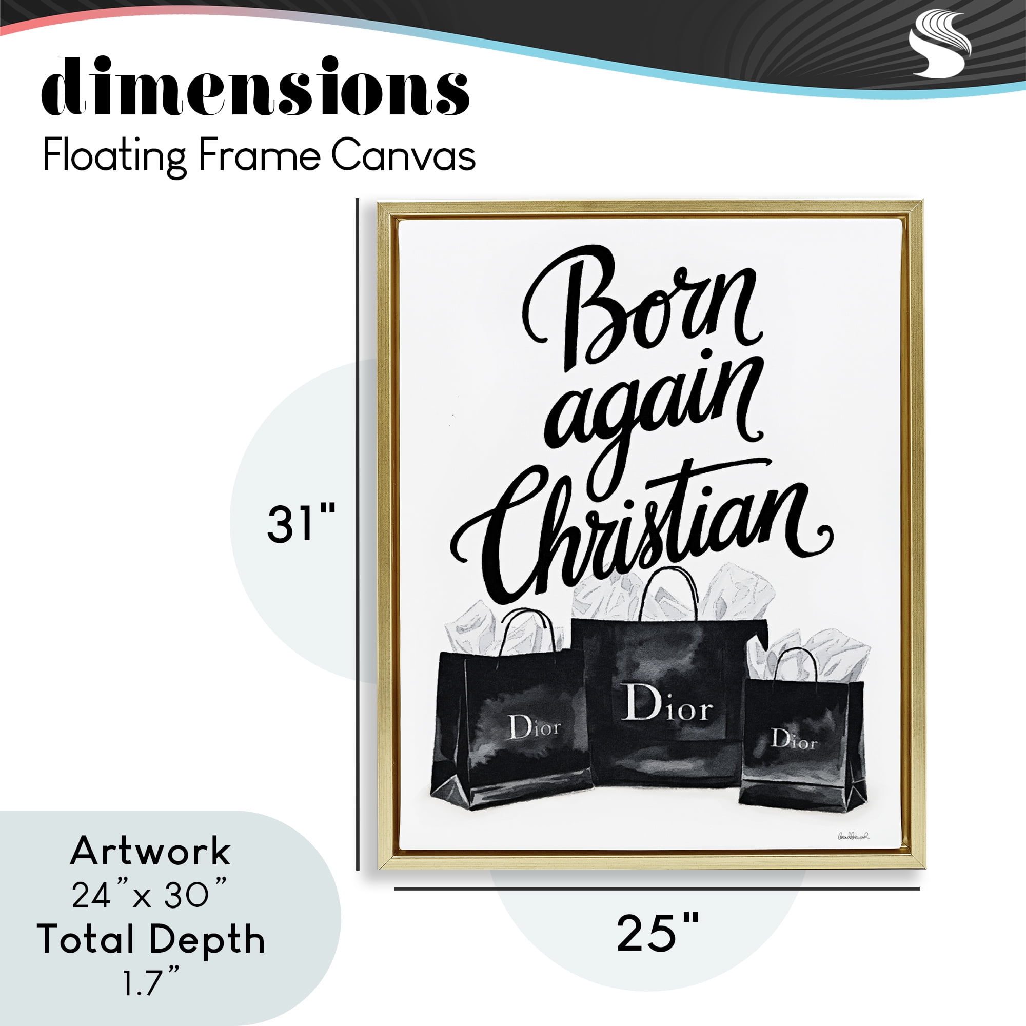 Shopping Born Again Christian Gold Framed Floater Canvas Wall Art, design by Amanda Greenwood