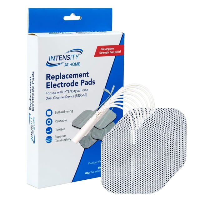 Almohadillas de electrodos Roscoe Medical Intensity at Home para unidad TENS, almohadillas de repuesto premium de venta libre, 5 x 5 cm, compatibles con la mayoría de las máquinas TENS, paquete económ