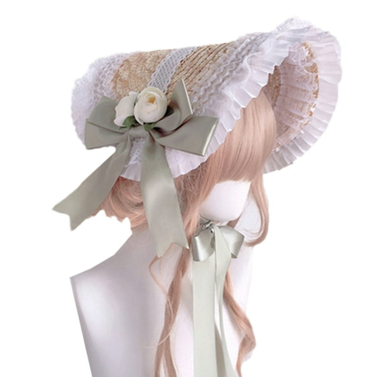 ✪ Lolita Flat Top Hat Ruffle Lace Headwear Elegant Flower