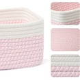 thumbnail image 3 of AllWays Plaza Small Storage Baskets for Organizing | Closet Organizer Bins | Shelf Toy Basket | Woven Rope Baskets | Cube Decorative Box | Shallow Basket | 11.5x7.5x4.7” | 3 Packs White Pink, 3 of 13