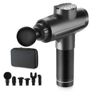 Massage Gun, Handheld Muscle Massager Compact Deep Tissue Treatment for Any Athlete, Portable Carry Case and Interchangeable Heads Best Gift for Family and Friends, Black