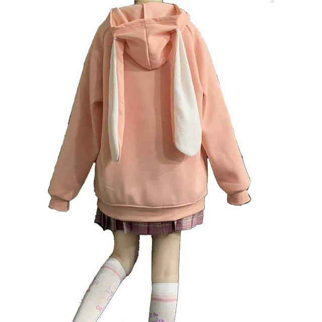 Autumn Lace Up Hoodies Cartoon Rabbit Pentacle Print Sweatshirt Kawaii Long Sleeve Loose Women Tracksuit