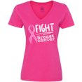 thumbnail image 3 of Inktastic Fight Breast Cancer Pink Ribbon Women's V-Neck T-Shirt, 3 of 5