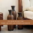 thumbnail image 6 of Hand-Woven PVC Rattan Vases Set of 3,GreyBrown and Beige Striped Floor Vases for Home Decor, 6 of 7