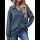 thumbnail image 1 of Sudadera con Cuello en V y Larga para Mujer, Estilo Informal, Holgado, de Punto, Estilo Túnica, para Otoño Azul Marino M, 1 of 7