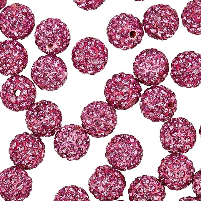 CHUANK 100pcs 10mm Rhinestone Clay Beads Clay Pave Disco Ball Rhinestones Clay Beads Crystal Diamond Beads for Bracelet Necklace Earring Jewelry Making Christmas Decor - Light Siam