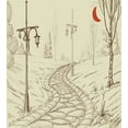 thumbnail image 3 of Sketch Duvet Cover Set, Park Alley with a Stone Road at Night Time Areas Sketch Style Drawing Artwork, Decorative 3 Piece Bedding Set with 2 Pillow Shams, Queen Size, Beige and Red, by Ambesonne, 3 of 3