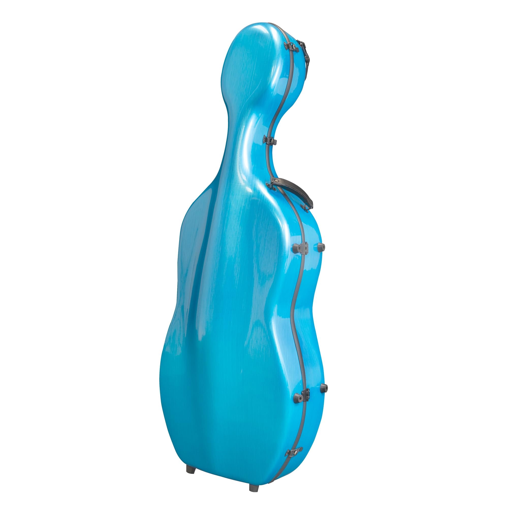 MI&VI CP-7001 Classic Polycarbonate Fiber Cello Case (Full Size) 4/4 with Wheels | Zipper Closure Bow Pockets | 8.5lb Lightweight | Tough Shell - by MI&VI Music (Blue)