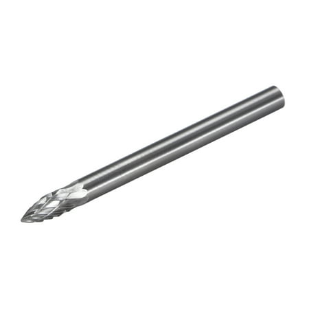 Shape Burrs - Tungsten Carbide Double Cut Rotary Burrs Files Flame Shape, 1/8 Inch Shank and 1/8 Inch Head Size