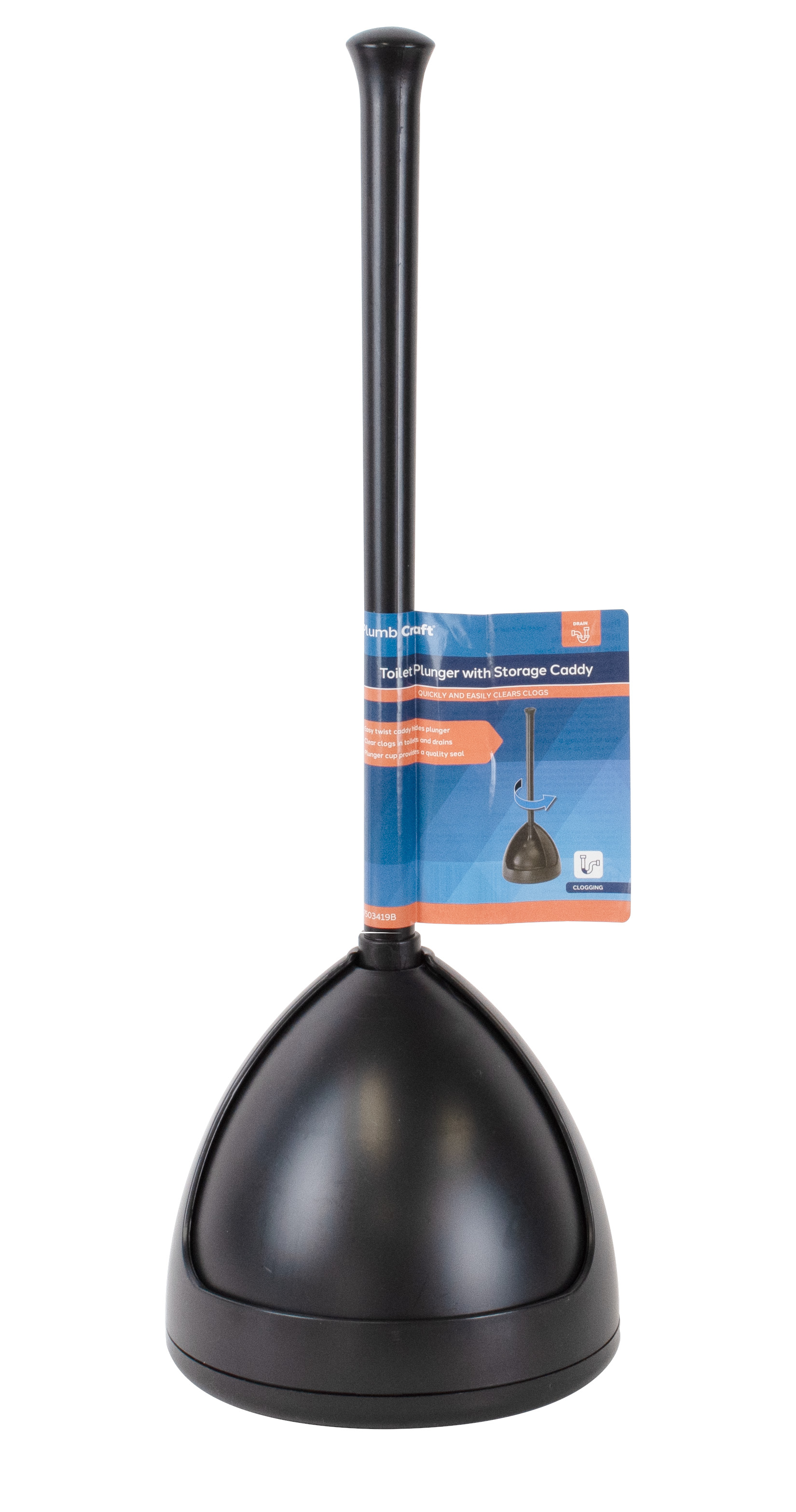 PlumbCraft Toilet Plunger with Twist Caddy Storage Holder photo 3