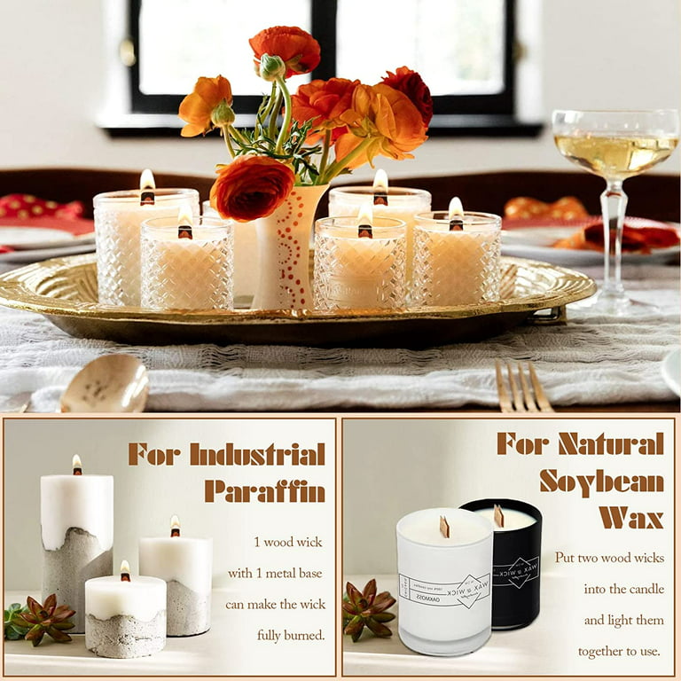 200X Candle Making Kit,Wooden Candle Wick Holders,Candle Wick  Sticker,Candle Wicks Candle Centering Tool for Candle 