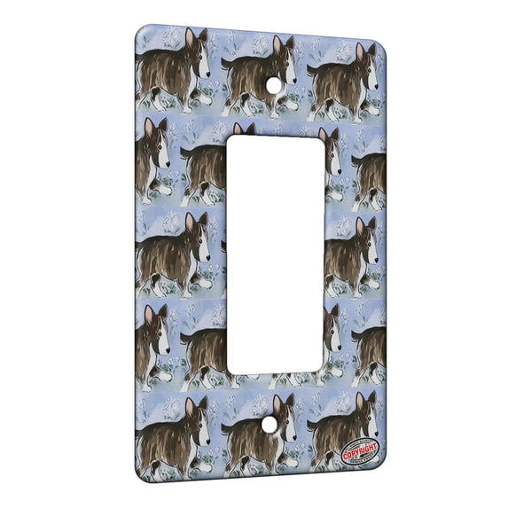KuzmarK™ 1 Gang Rocker Wall Plate - Cardigan Welsh Corgi with Queen Anne's Lace Dog Modern Art by Denise Every
