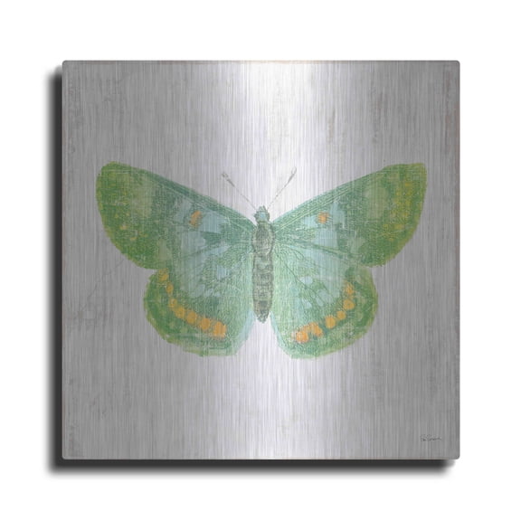 Luxe Metal Art 'White Barn Butterflies II' by Sue Schlabach, Metal Wall Art, 36"x36"