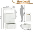 thumbnail image 3 of Eunos Small White Nightstand, 3 Vertical Fabric Drawer Dresser for Bedroom, Living Room, Hallway, 3 of 8