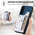thumbnail image 5 of For Samsung Galaxy S26+ Plus Wallet Case, RFID Protected Zipper Purse Phone Cover with Kickstand, Shockproof Floral PU Leather for Women, Blue, 5 of 8