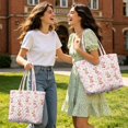 thumbnail image 2 of XYZCANDO Pink Reindeer Bow Print Padded Shoulder Tote Bag, Large Capacity Quilted Handbag for Christmas Shopping Travel Daily Commute Work Holiday Outings, 2 of 7