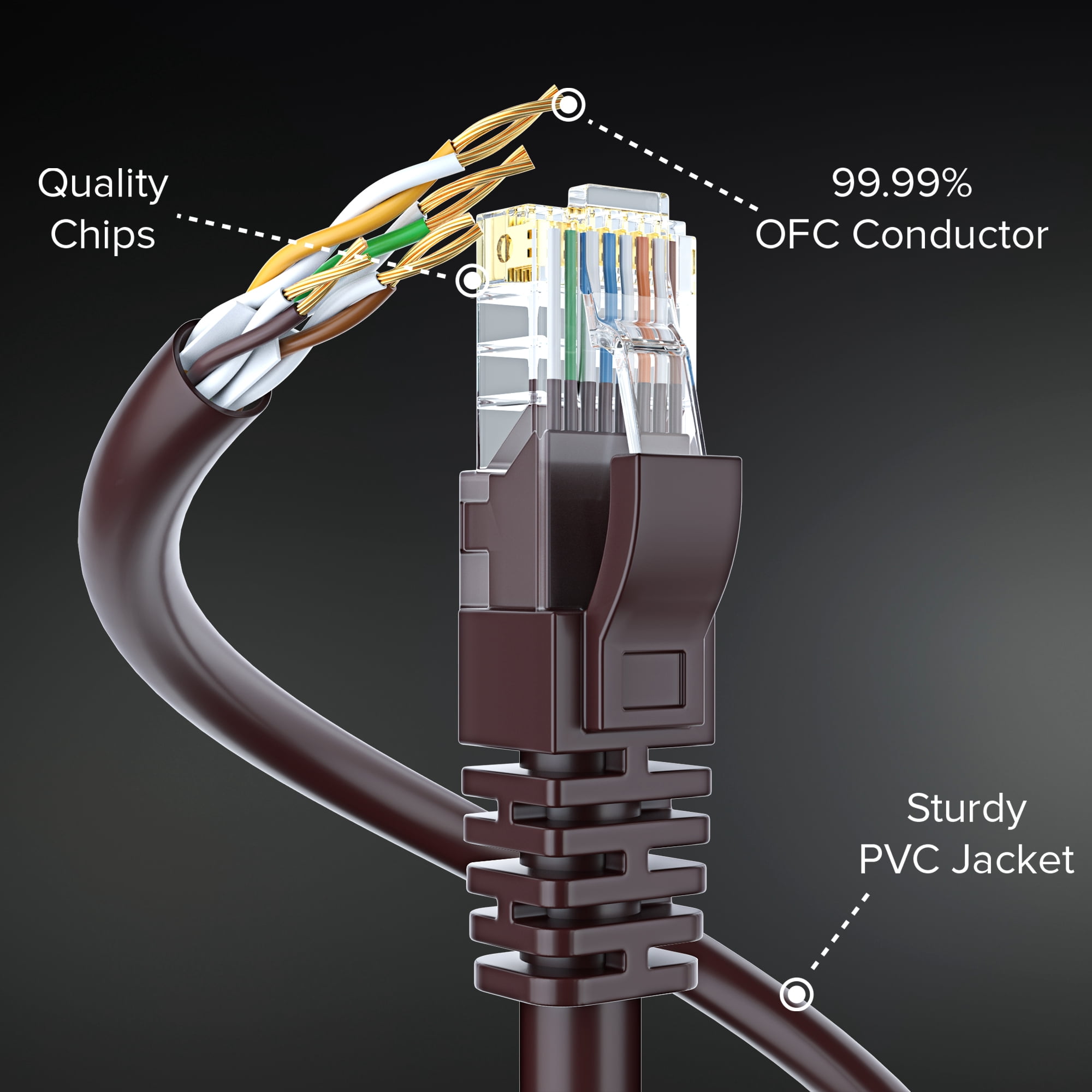 Cat 6 Ethernet Cable 300 Ft, 100% Pure Copper, Cat6 Cable LAN Cable, Internet Cable, Patch Cable and Network Cable - UTP (Brown) 300 Feet
