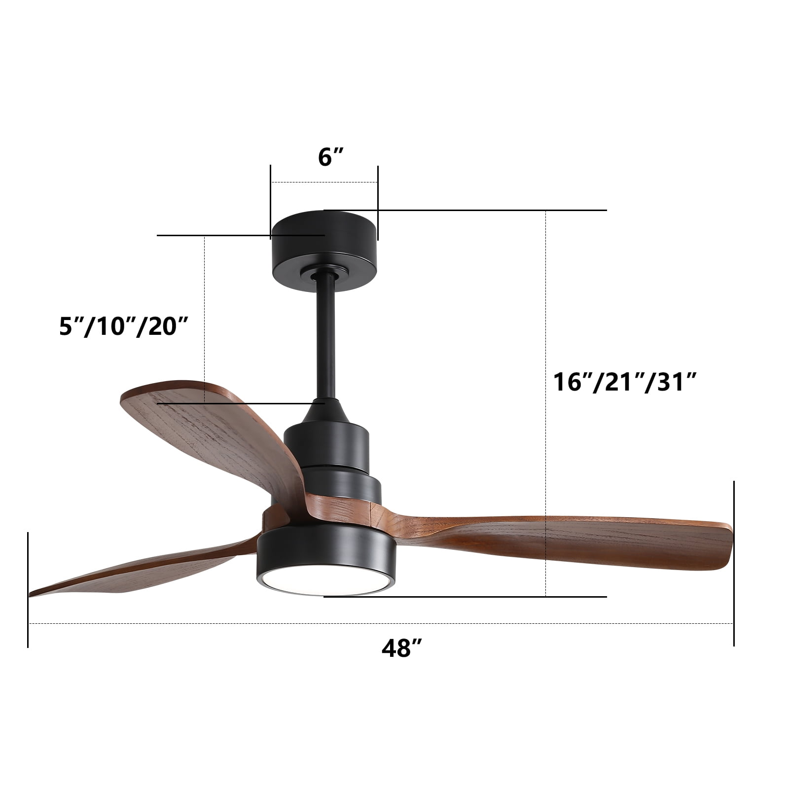 Sofucor 48-Inch Modern Wood Ceiling Fan with Remote, Reversible DC Motor, Noiseless