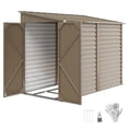 thumbnail image 3 of Outsunny 4.6' x 9' Metal Outdoor Storage Shed, Garden Utility Tool House with Double Lockable Doors for Backyard, Patio, Lawn, Garage, Brown, 3 of 10
