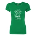 thumbnail image 2 of Wild Bobby Saved By Jesus Fueled By Coffee Inspirational/Christian Women Slim Fit Junior Tee, Kelly, Large, 2 of 5
