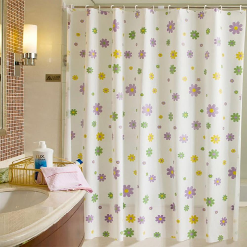 Animal Carpet Shower Curtain Waterproof Bathroom Rings Hooks Mildewproof Fabric 