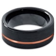 thumbnail image 2 of P. Manoukian Tungsten Wedding Band Ring 8mm for Men Women Black & 18K Rose Gold Plated Offset Line Pipe Cut Brushed Polished Lifetime Guarantee Size 15, 2 of 4