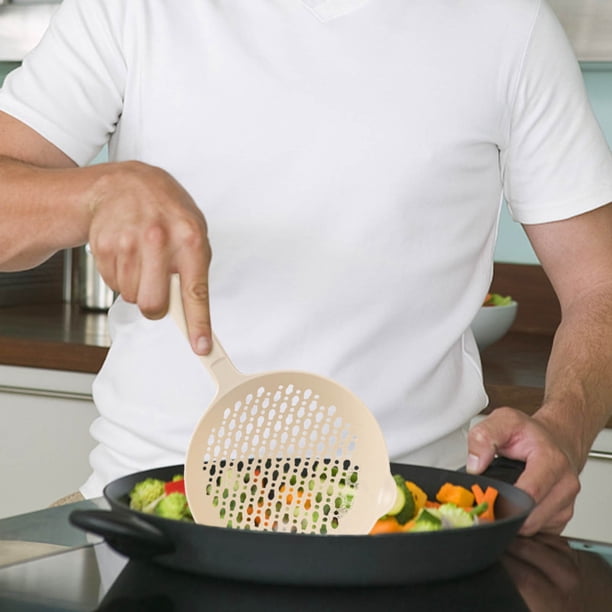 Fiudx Ofertas de la semana Cuchara para lo mein de alto valor nominal, cuchara grande con fugas, albóndigas resistentes a altas temperaturas, cuchara para escurrir pasta, cuchara coladora