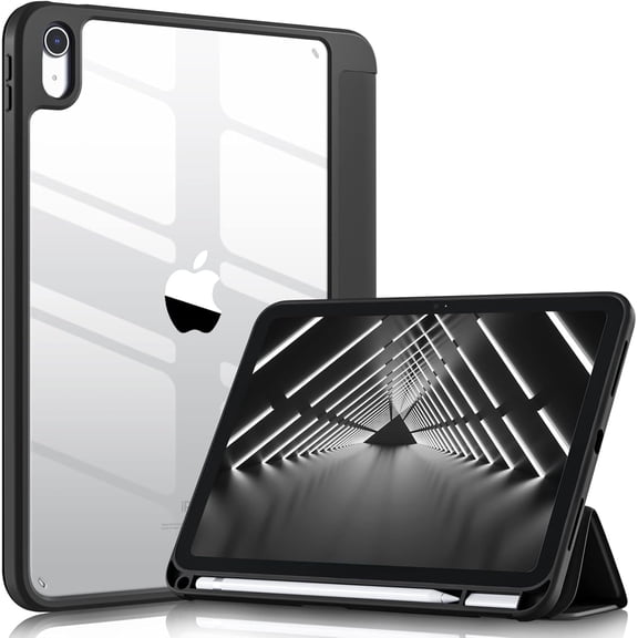 iPad Mini 4/5 Case 7.9 Inch with Pencil Holder, Slim Trifold Smart Cover, Auto Wake/Sleep, Translucent Hard Back Shell, Support Touch ID